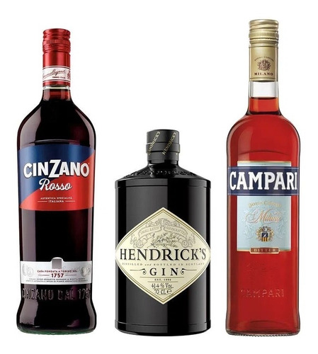 Pack Negroni Hendricks 700ml + Cinzano + Campari