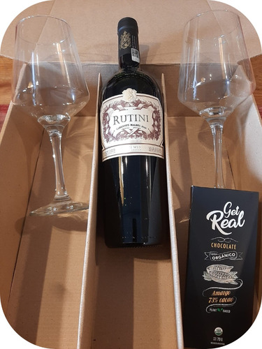 Regalo Rutini Cabernet Malbec 2 Copas Y Chocolate En Estuche