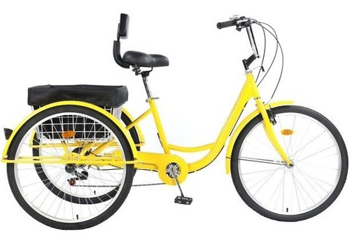 Bicicleta Tuoke Tricycle 26 7 Speed Three Wheel Bikes Yellow