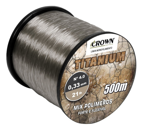 Linha Monofilamento Crown Titanium 500m 0,33mm 21lb