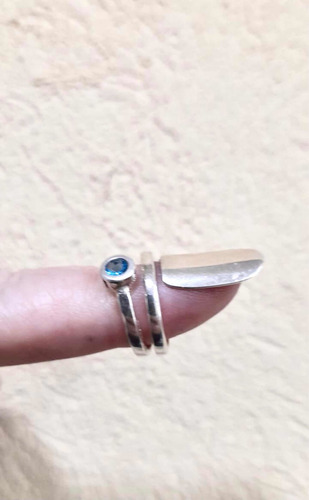 Imagen 6 de 9 de Anillo De Plata 925 Cubic Azul ; Para Uñas
