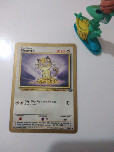 Tarjeta Pokemon Tcg Meowth 56/64 Borde Dorado 1999