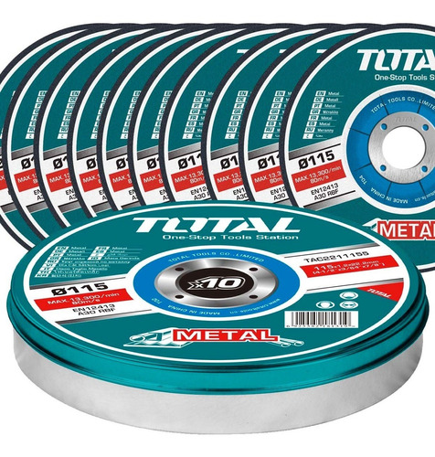Set De 10 Discos 115 X 1,2mm Total Tac2211155 Corte Metal P