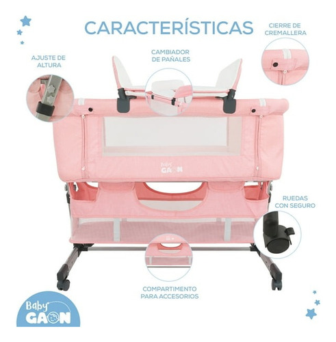 Cuna Colecho Plegable Con Cambiador Desmontable Baby Gaon Multifuncional Baby Crib Rosa (Usado)