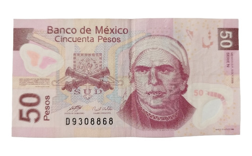 Billete 50 Pesos Morelos Polímero Mariposa Chica Regular 
