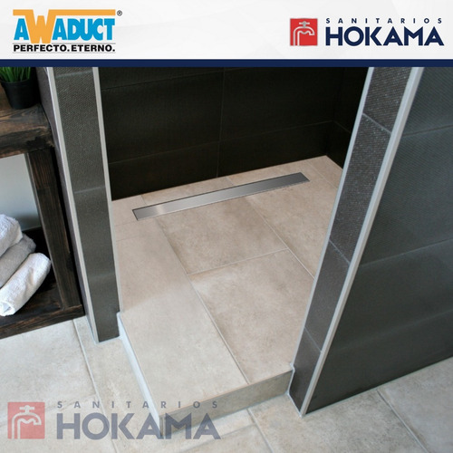 Imagen 5 de 10 de Rejilla Lineal Ducha 65cm Awaduct Cromada Acero Desague Baño