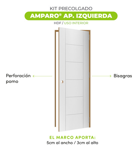 Puerta Precolgada Interior Amparo 90 X 200 Cm - Masonite