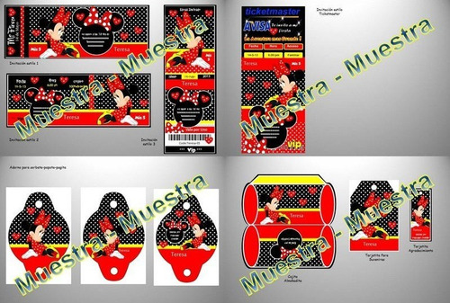 Kit Imprimible Minnie Roja Fiesta 3x1