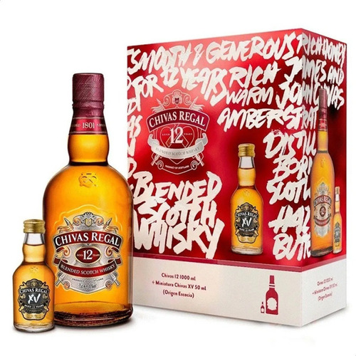 Whisky Chivas Regal 12 Años 1 L + Miniatura Chivas Xv 50ml