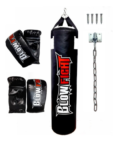 Saco Boxe 70 Cm + 2 Bate Saco + Suporte Blow Fight