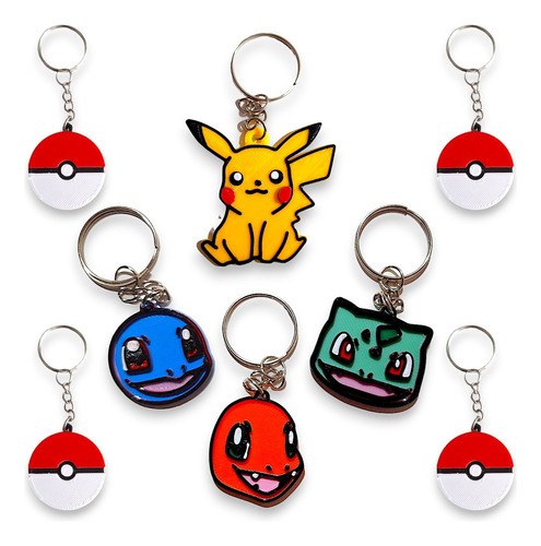  Pokemon Llaveros X10 Pikachu Charmander Squirtle Pokebola