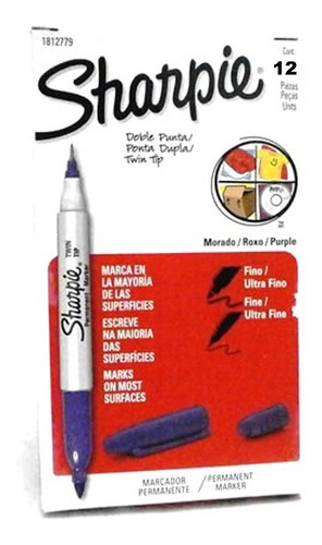 Marcadores Sharpie Doble Punta Twin Tip Violeta 12 1812779 C