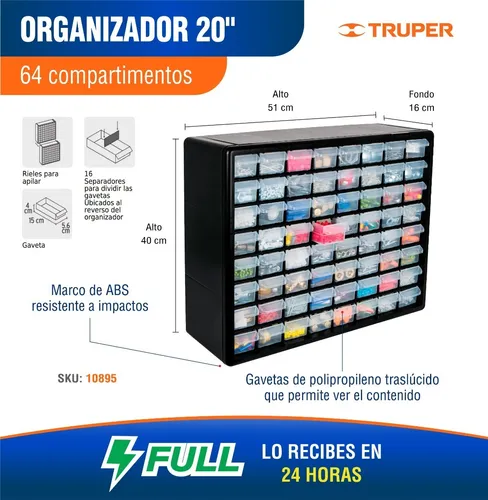 Organizador de 64 gavetas