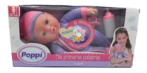 Muñeca Bebe Poppi Mis Primeras Palabras 31cm + Accesorios Pc