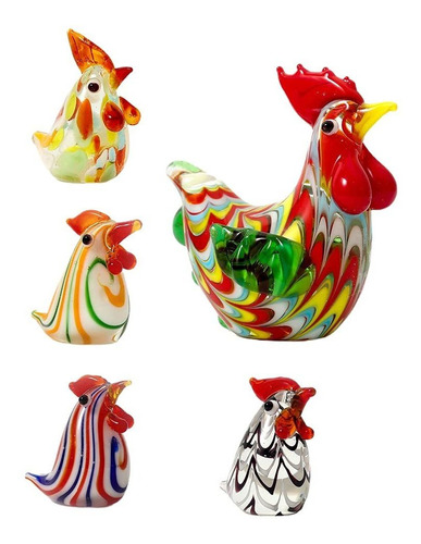 Figura Pollo Cristal Diseño Gallo Estatua Animal Granja Para