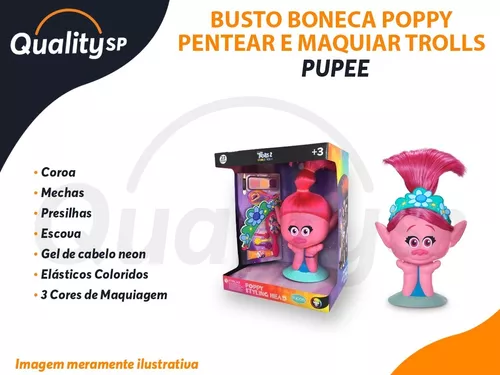 Boneca busto poppy trolls original faça penteados com + 20