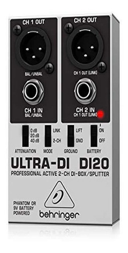 Di 2di Behringer Direct Box Ativo 2 Canais Di20  9V - 48V