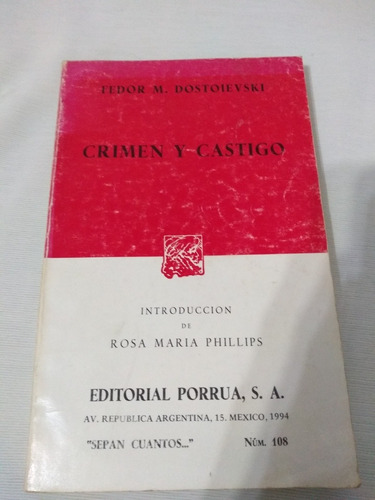 Crimen Y Castigo Fedor Dostoievski Edit Porrua Palermo Envio