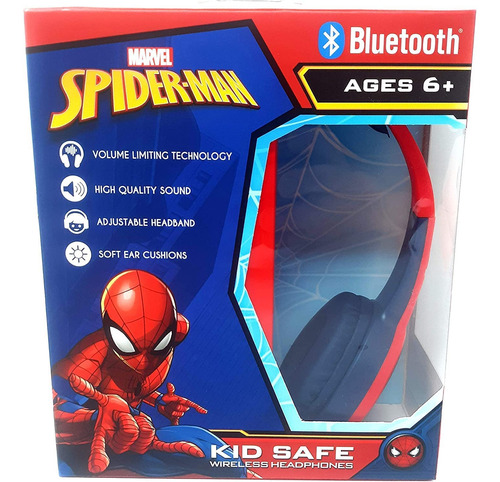 Spider Man Auriculares Bluetooth Seguros Para Niños, Cojin.