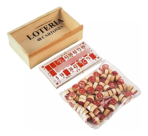 Lotería Bingo Lota Caja Y Piezas De Madera
