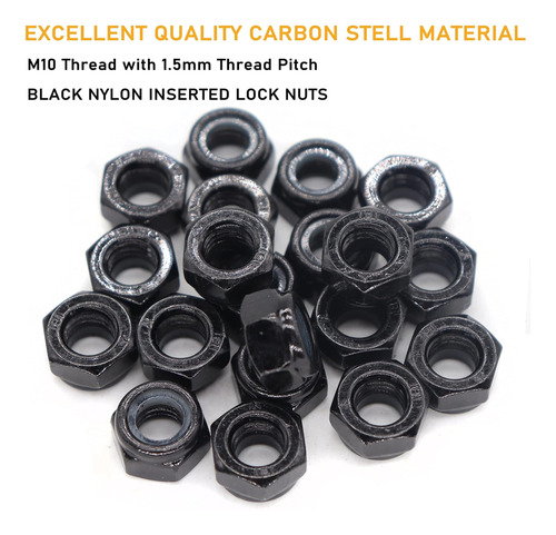 Binifimux 10pcs M10 X 15 Mm Hex Nylon Inserta Autoinforme,