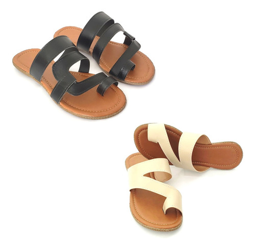 Combo Sandálias Rasteirinhas Promoção 2 Pares Cores Lindas