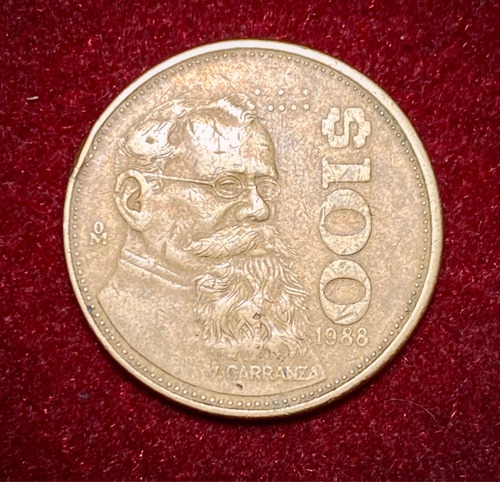 Moneda 100 Pesos Mexico 1988 Km 493 Carranza