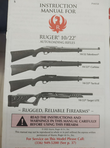 Libro Instrucción Manual Para Ruger 10 22 