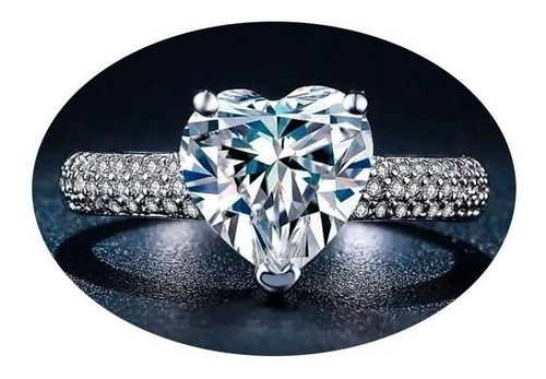 Anillo De Compromiso Corazón Plata Ley 925 Diamante Cultivad