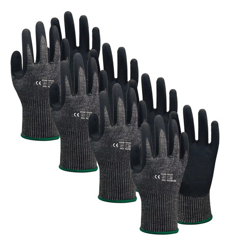 Guantes Anticorte Suaves, Mxgbc-004, 4 Pares, M, Negro, 235m