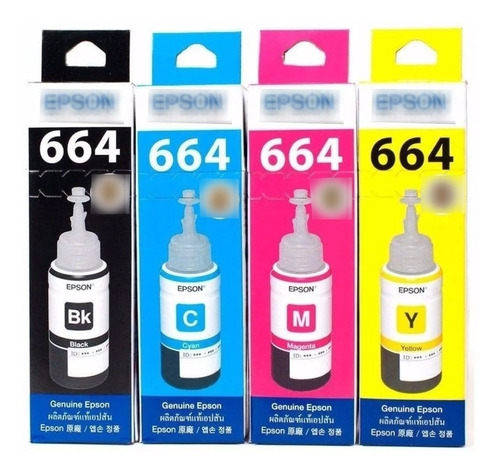 Tinta Epson L380 L375 L220 L210 664 Original Pack X4 Backup