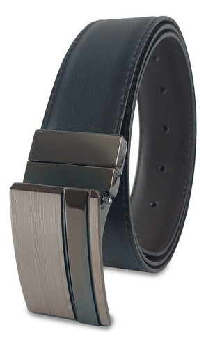 Cinturon Doble Vista De Cuero Genuino Para Hombre 100%bovino Color Marrón Oscuro Talla 42