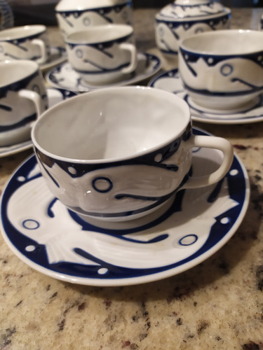 Juego De Tazas De Cafe O Castro Españolas Pintadas A Mano (Usado)