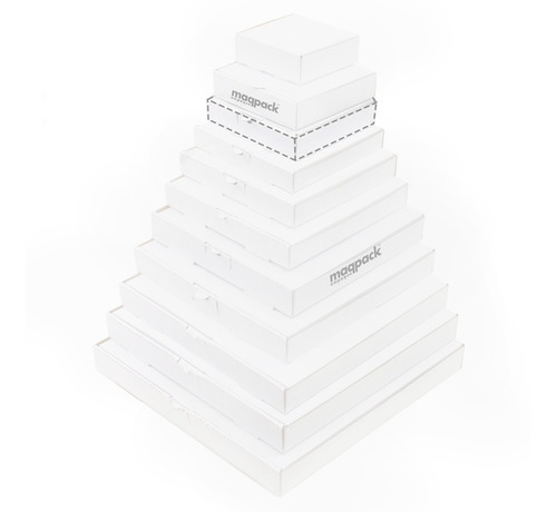 Imagen 2 de 7 de 50 Cajas Pizza 20x20x4.5cms Carton Microcorrugado Blanco