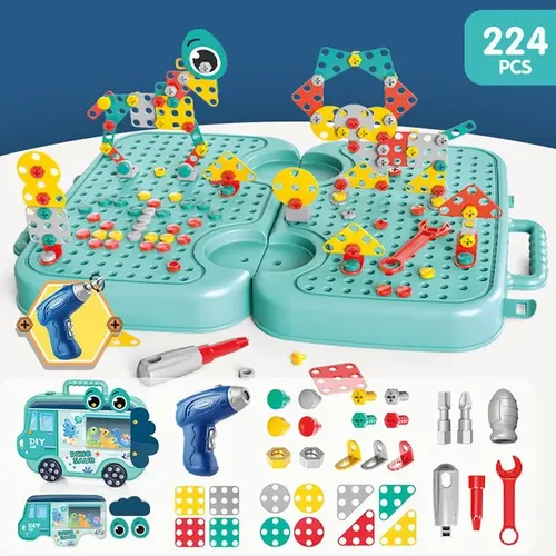 Banco De Herramientas De Madera Para Niños Con Chaleco – Set De Juguetes Educativos De Bricolaje Para Pequeños Constructores De 3 A 6 Años (DINORUN)