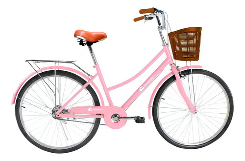 Bicicleta Urbana De Paseo R29 Doble Freno Vintage Canastilla Color Rosa