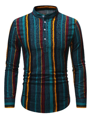 Blusas Masculinas, Nova Camisa De Linho Indiana, Gola Fina D