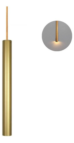 Pendente Cilíndrico 30cm Alumínio Dourado Fosco