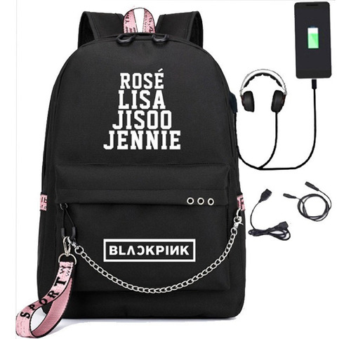 Blackpink Lisa Jennie Jisoo - Mochila Usb Para La Escuela Co