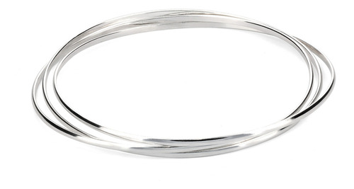 Brazalete Triple Aro De Plata 925 Pr_br_003 Color Plateado Diámetro 7 Cm Largo 0 Mm