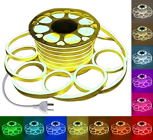 Tira Manguera Luz Led Flexible Neon Exterior 50mts Amarillo Limon Veoquiero