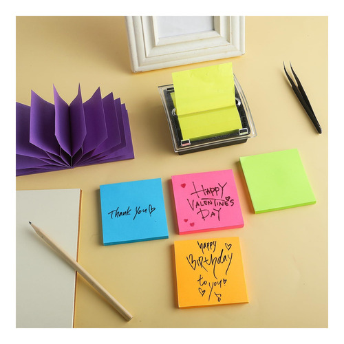 12 Pcs Notas Adhesivas Con 2 Pcs Pop Up Notes Dispenser, En