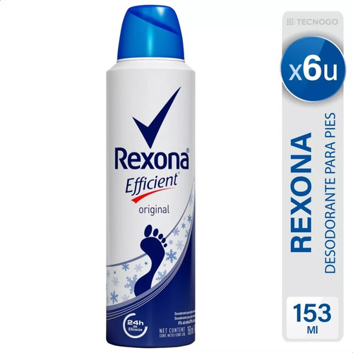 Desodorante Rexona Pies Efficient Aerosol Pack X6 Unidades