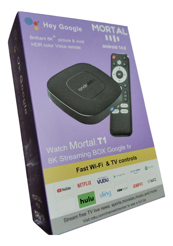 Tvbox Conversor Android Tv 14 8k Bt- Voz Smarttv Mytvnet T1 Negro De Voz