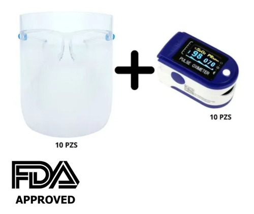 Imagen 1 de 5 de 10 Oximetros Digitales Pulso De Dedo + 10 Caretas Proteccion