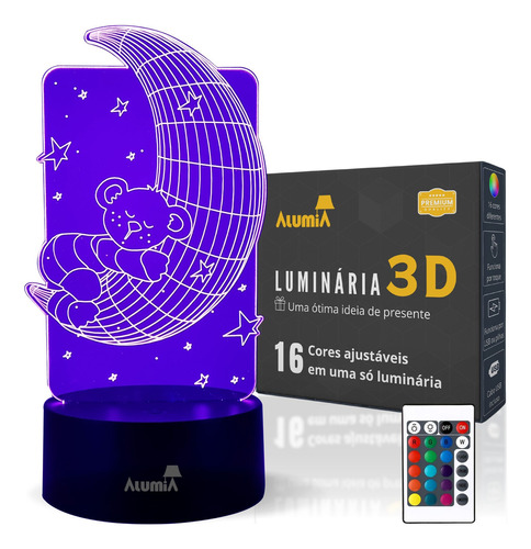 Abajur Luminária Led 3d Lua Para Presente Decoração Quarto