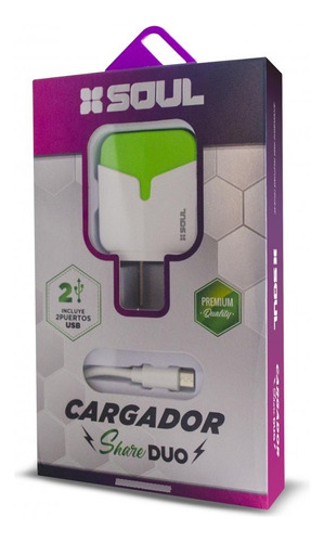 Cargador Soul Share Duo Ultra Fast 2.4a + Cable iPhone 