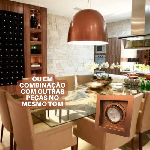 Spot Quadrado Recuado Para Mini Dicróica Mr11 Cobre Bronze