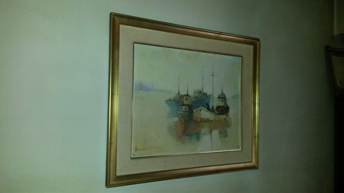 Cuadro De Hernan Silva - Oleo - Barcos En Reposo 40x50cmts