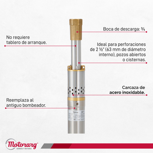 Bomba Sumergible Pozo Motorarg Bmt 200m Eleva 40mts Altura